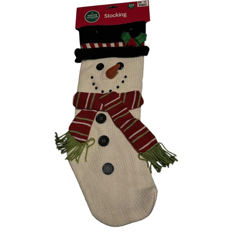 Snowman‎ Christmas Stocking 20 Inches Winter Wonder Lane Holiday Raised Nose NEW